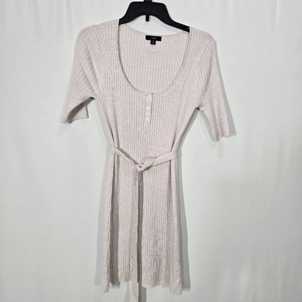 J. Crew Beige Belted Mini Sweater-Dress Small